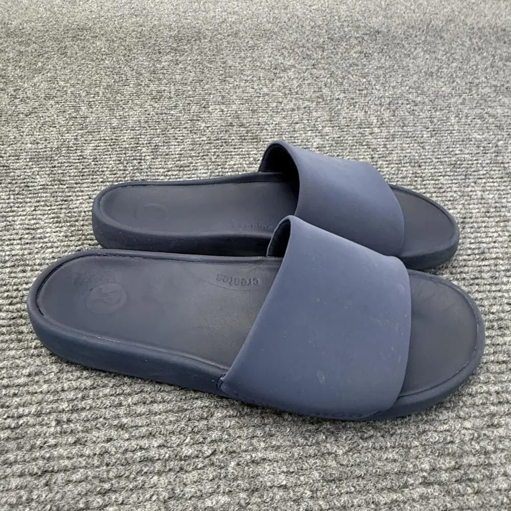 Lululemon Restfeel Slide Sandals Mens Size 11 Blue Logo Comfort Summer Casual